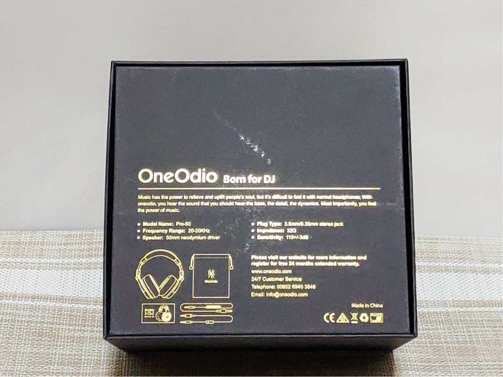 OneOdio Pro-50 パッケージ裏